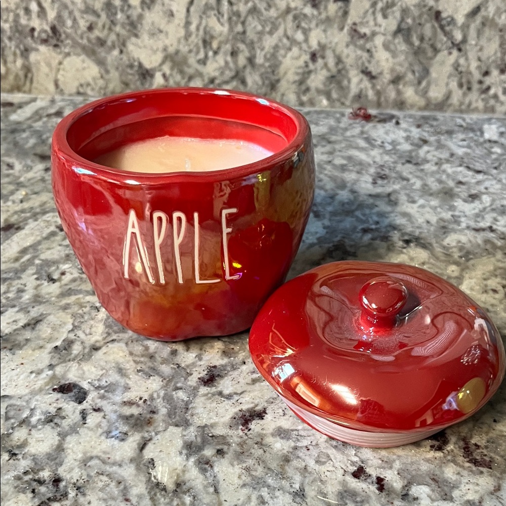 Red Apple Ceramic Candle Jar with Lid